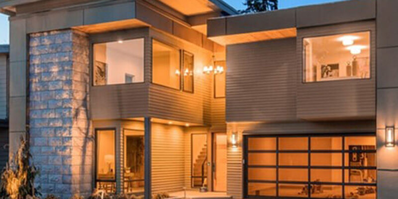 newly built home lit beautifully