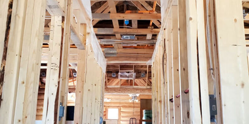 suite being framed and wires