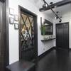 entry way with modern track lighting